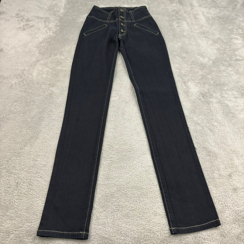 Era of Chaos Button Fly High-Rise Skinny Jeans Womens 25 Blue Dark Wash‎ Grunge